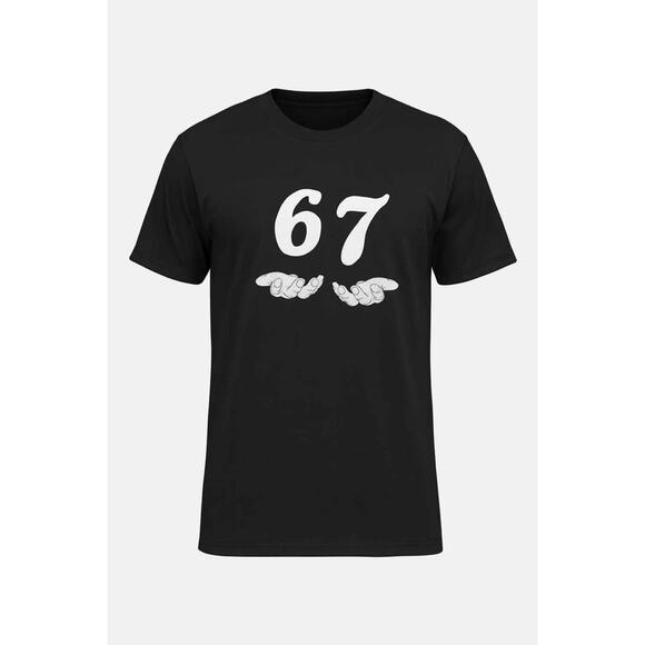 67 Graphic Hands Tee Black Unisex T-Shirt Streetwear Casual Trendy Design Medium - Picture 1 of 3